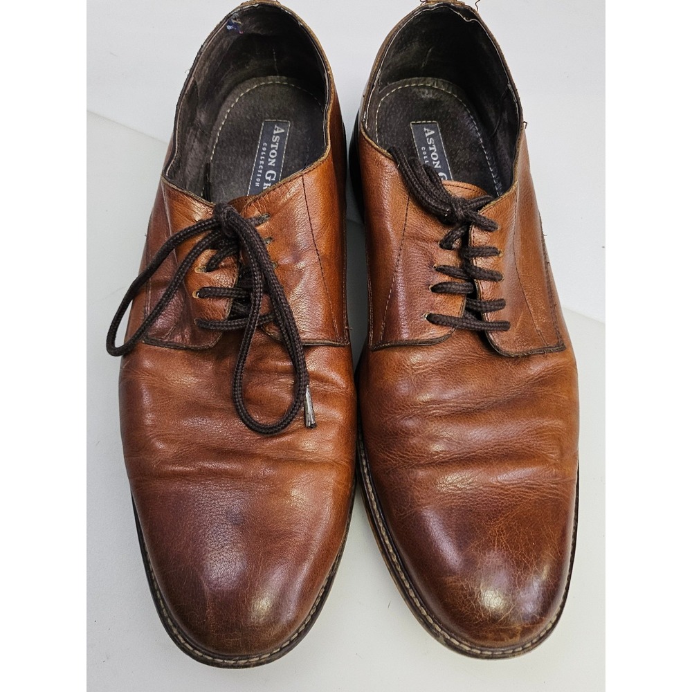 Aston Grey Orlando Dress Shoes Plain Toe Oxford Brown Leather Mens‎ 11.5 Lace Up